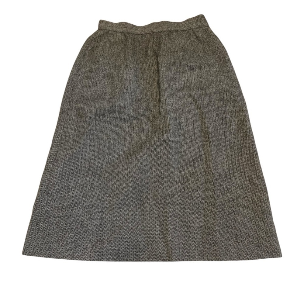 Vintage PORTS INTERNATIONAL 80% Alpaca Wool Herringbone Midi A-Line Skirt 12